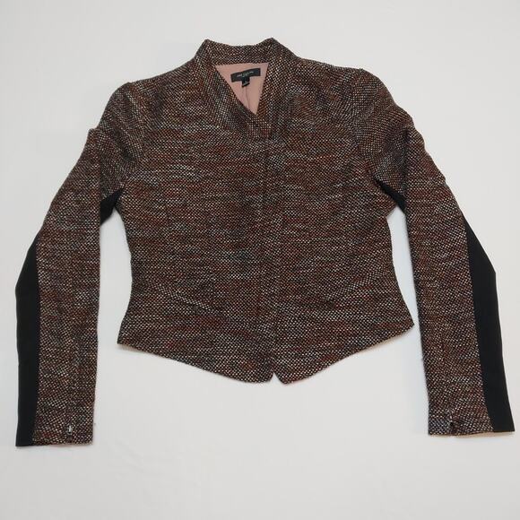Ann Taylor Black, Brown, White, Pink Blazer Women’s Size 6 Crop Moto Style - Picture 1 of 10